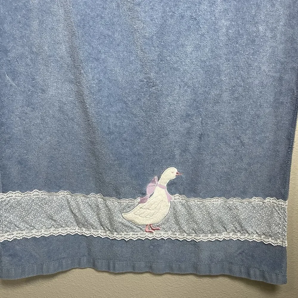 Saturday Knight Ltd Goose Bath Towel Lace Embroidery Blue Cottagecore